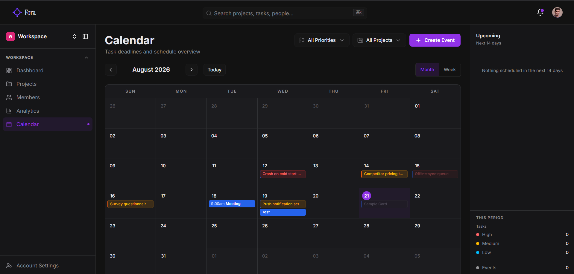 Fora calendar